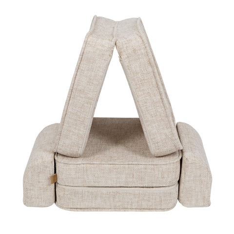 2. Beige modular sofa for kids by MeowBaby arranged in a tent-like structure on a white background