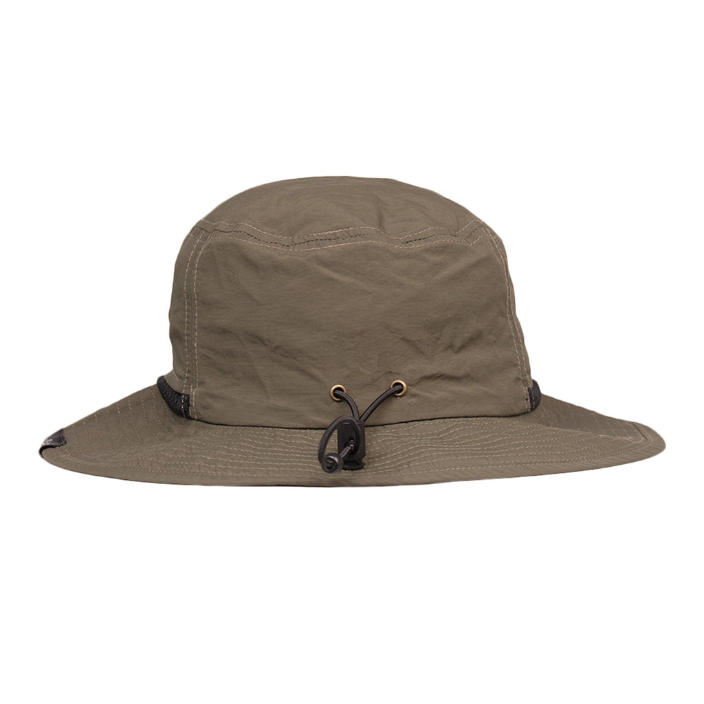 3. Back view of Snufkin Brimmer Hat in green by Moomin, highlighting adjustable strap