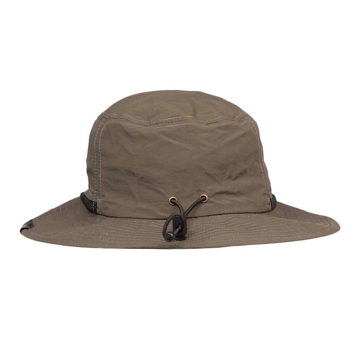 3. Back view of Snufkin Brimmer Hat in green by Moomin, highlighting adjustable strap