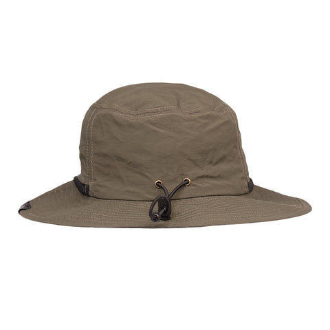 3. Back view of Snufkin Brimmer Hat in green by Moomin, highlighting adjustable strap