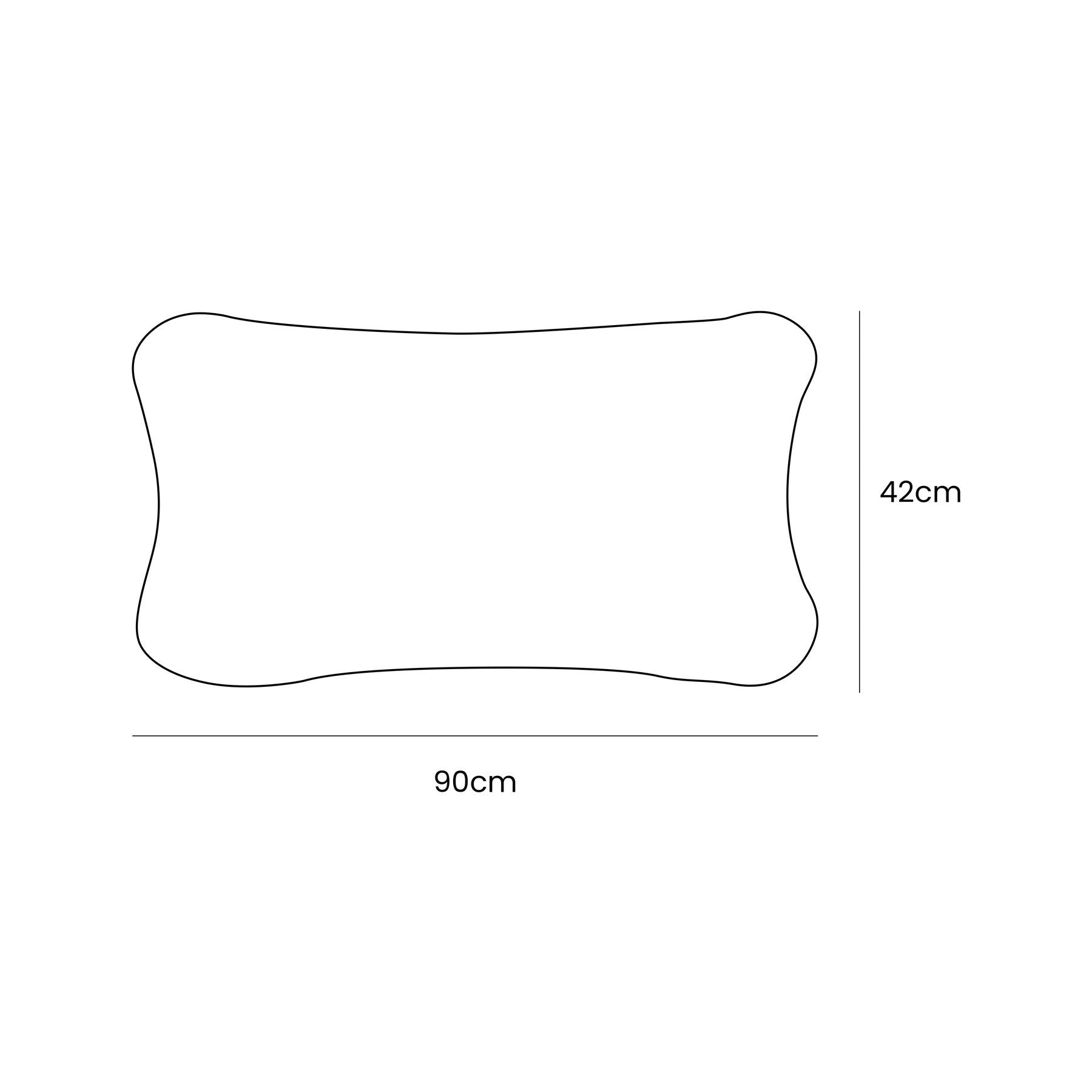 5. Size chart for pillow of Snug Rocker showing dimensions 90cm by 42cm