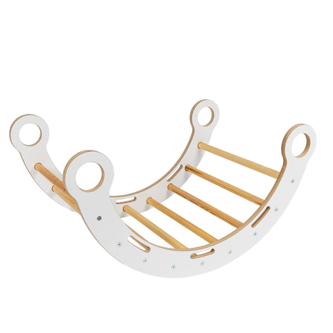 2. Snug Rocker for kids without pillow, showcasing ladder function with wooden rungs and smooth birch plywood frame