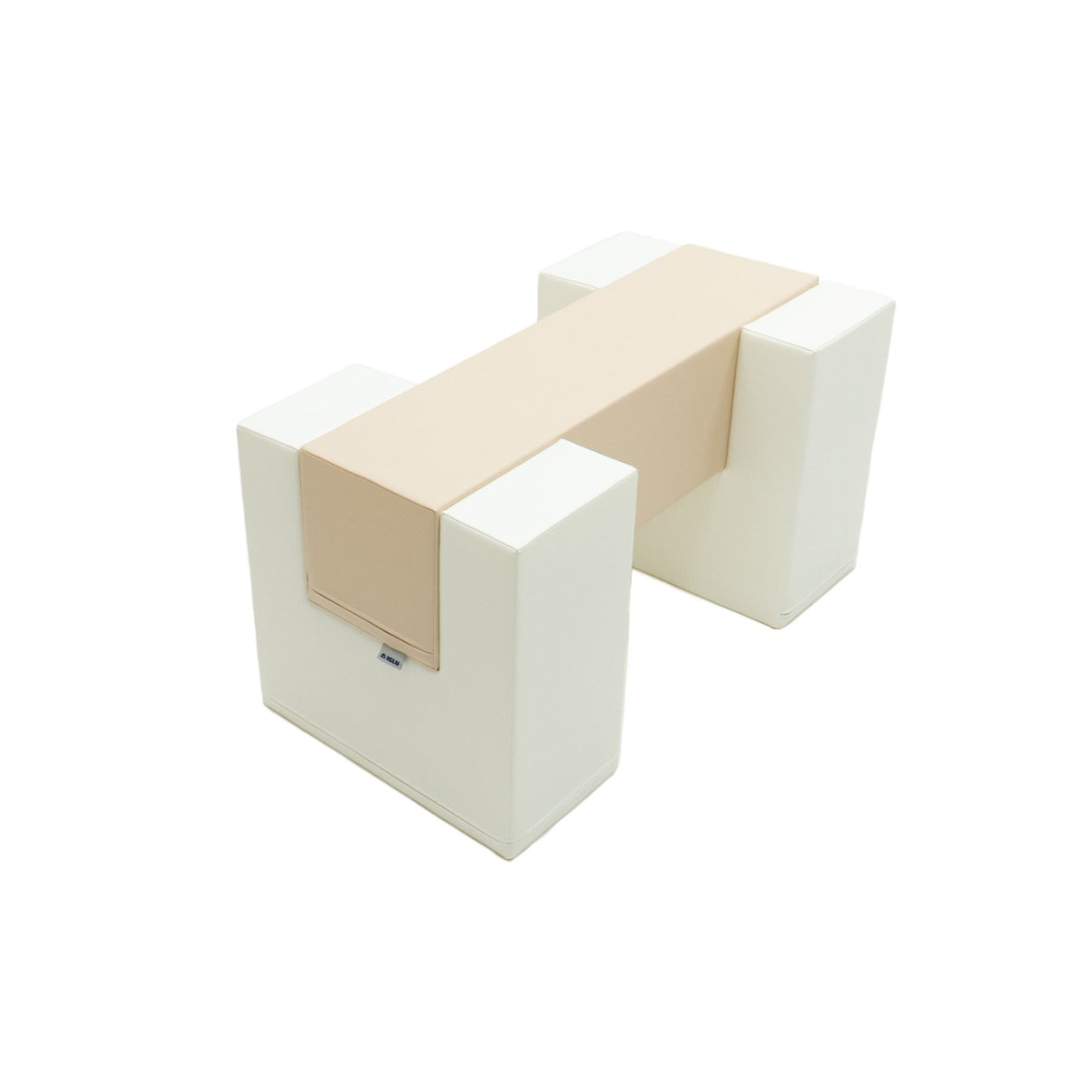 2. IGLU beige soft play balance bridge shown from side angle in studio