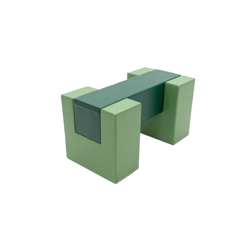 4. Angled view of IGLU green soft play balance bridge on a white background