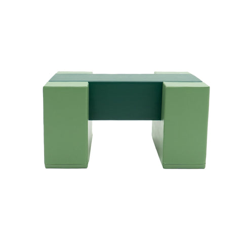 3. Front view of IGLU green soft play balance bridge on a white background