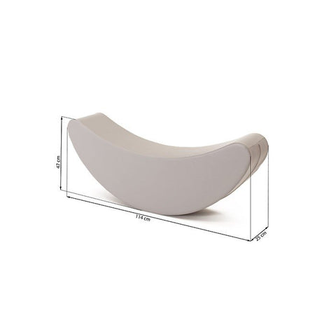 4. Grey banana-shaped rocking toy with dimensions shown in centimeters