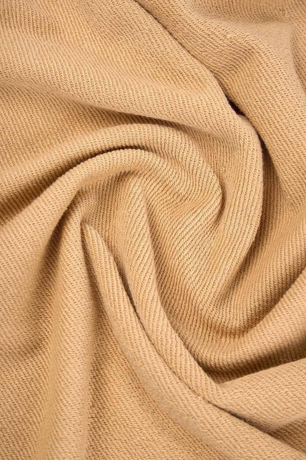 6. Close-up of light brown fleece fabric texture of Lion Soft Fleece Sweatshirt by Sossu