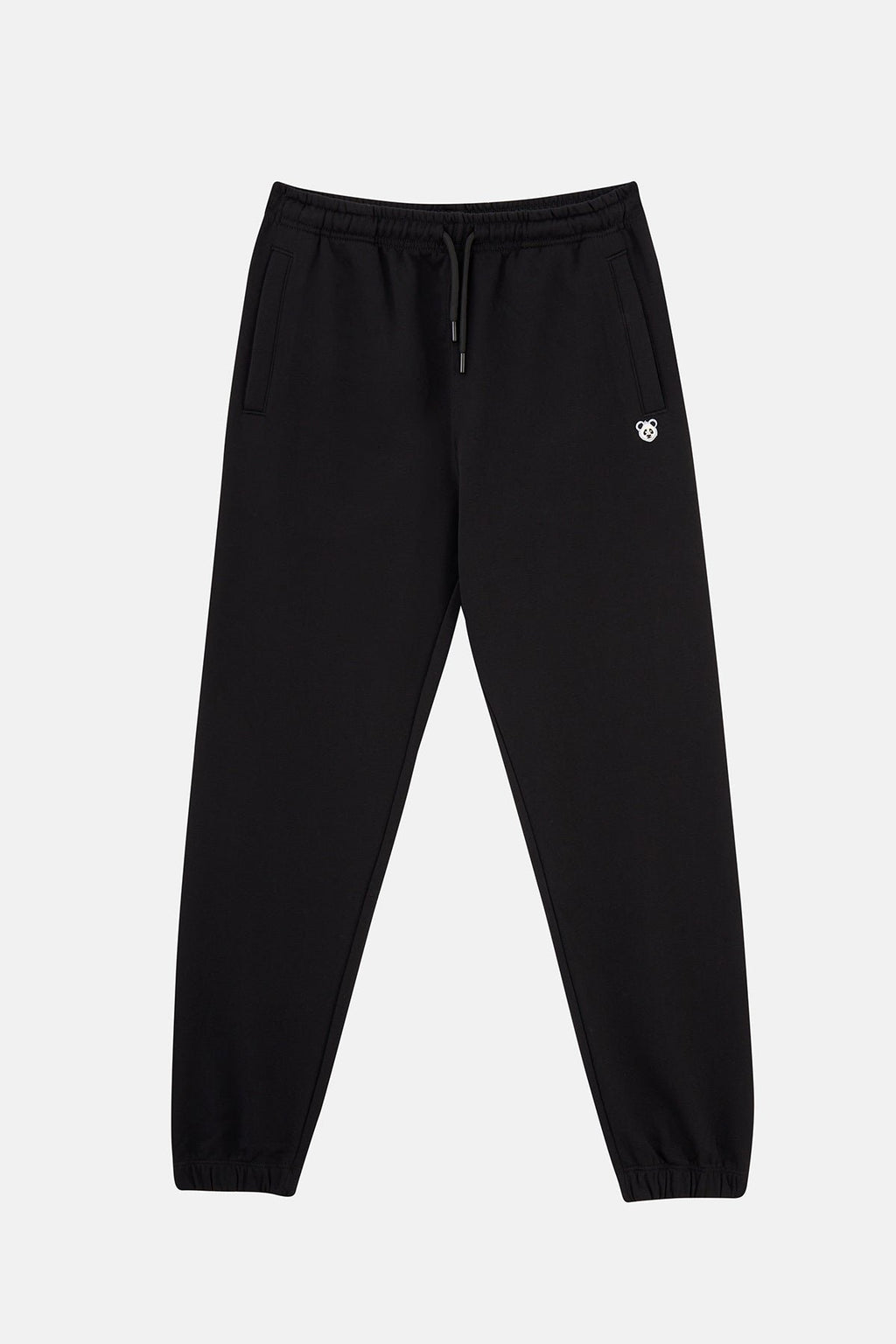 5. Studio product image of unisex black Panda Soft Fleece Sweatpants by Sossu