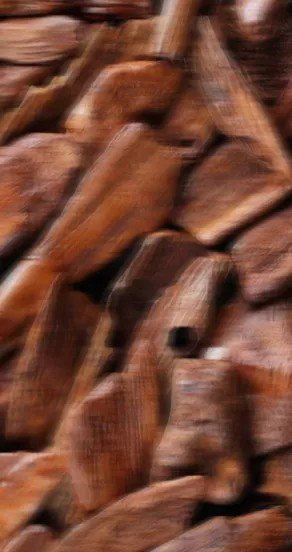 3. Close-up of wooden pieces, emphasizing the earthy and woody notes in the Temple of Sensus perfume
