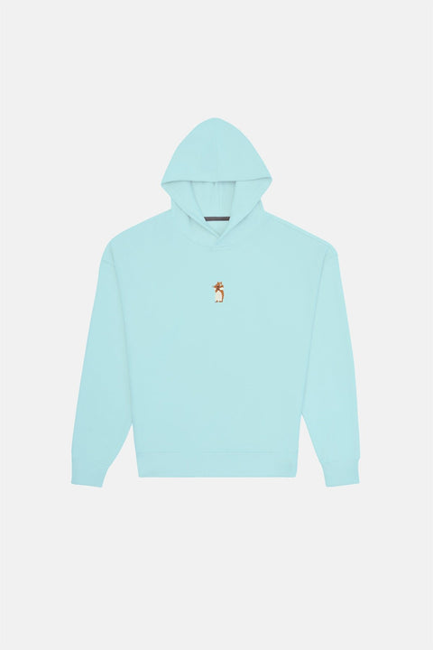 5. Studio product image of Sossu Squirrel Hoodie in mint, highlighting relaxed fit and embroidery