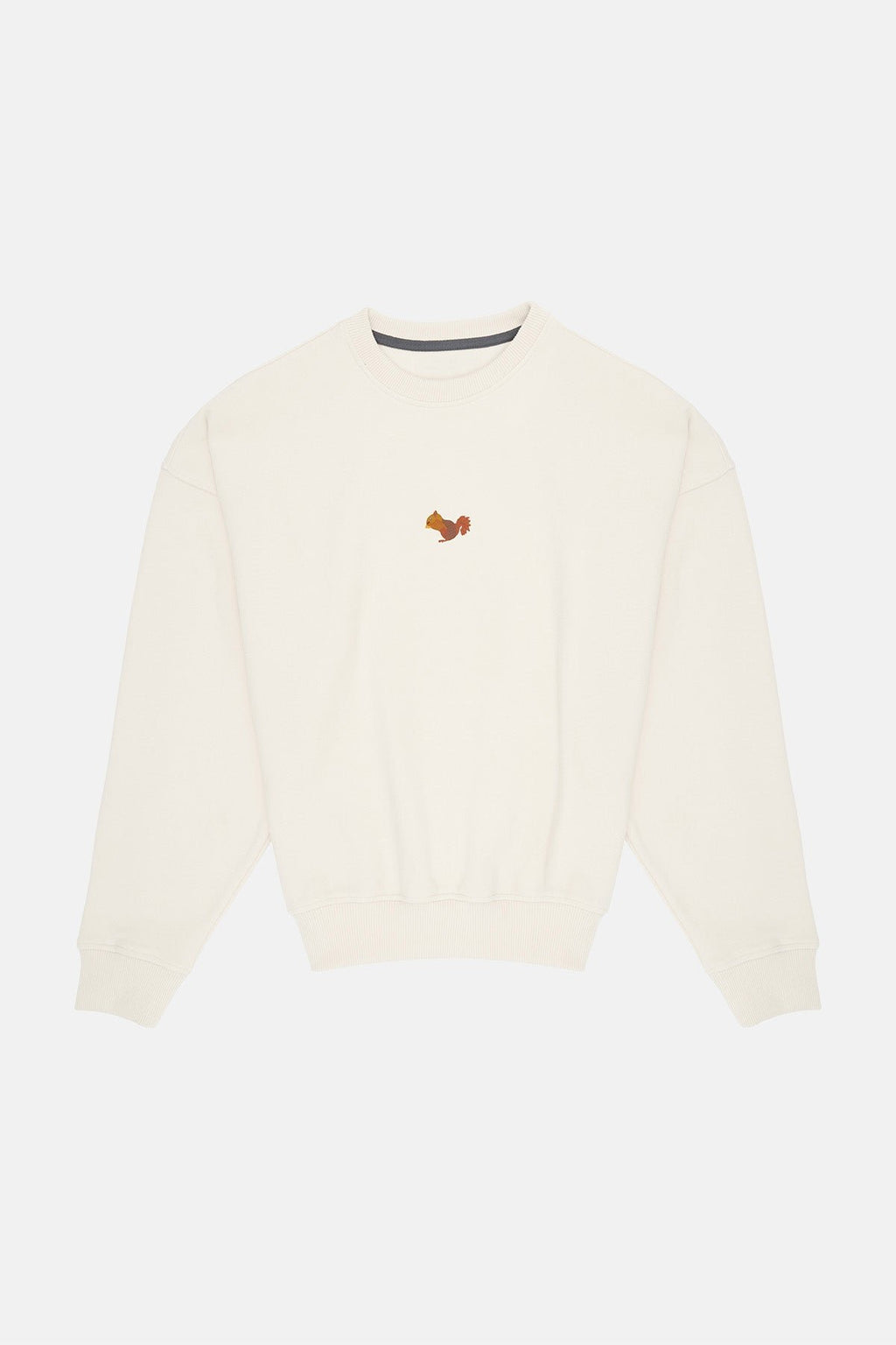 6. Detail of sleeve and fabric texture on cream Sossu Squirrel Sweatshirt