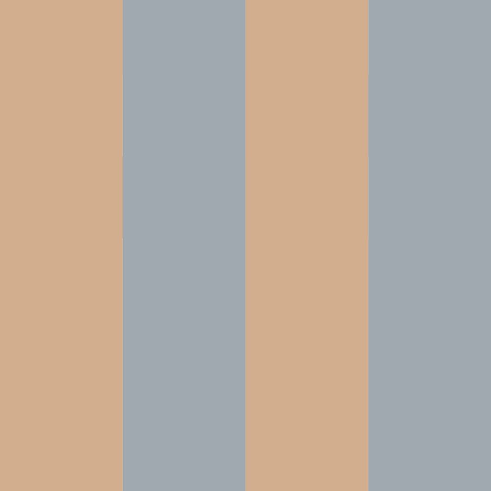 2. Close-up of Dekornik's blue and cappuccino striped wallpaper, showcasing the muted color combination ideal for minimalist interiors