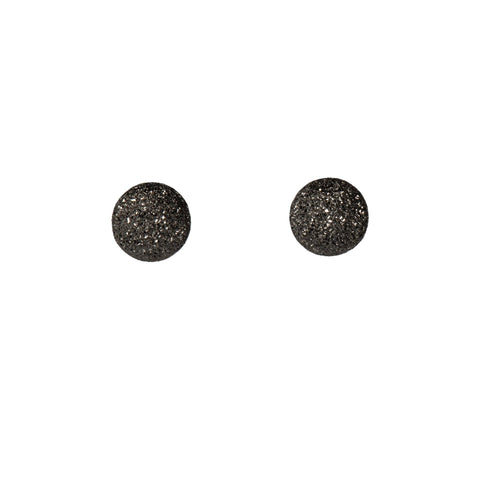 1. MyaMoon Sugarball Earrings in black plating, shown in studio setting