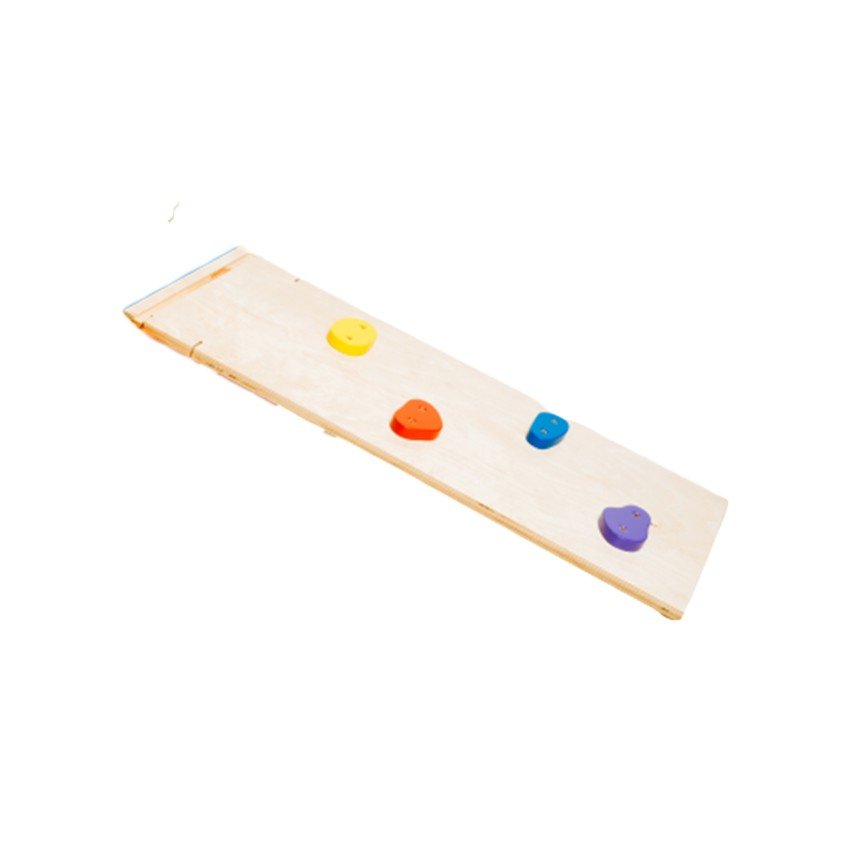 3. Studio shot of Sway Rainbow Ramp with colorful climbing rocks on white background