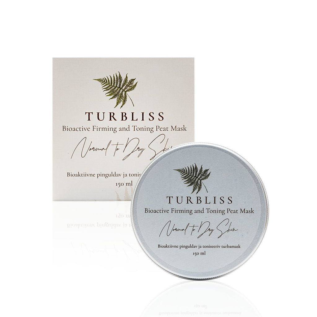 1. Turbliss Bioactive Firming and Toning Peat Mask 150ml with packaging, shown in studio setting
