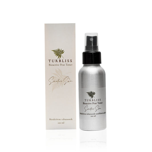 2. Turbliss Purifying Bog Tonic 100ml bottle and box in studio setting